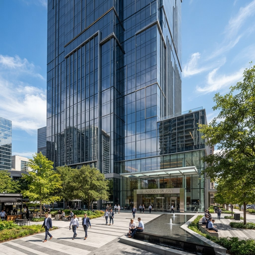 Modern multi-story glass commercial building